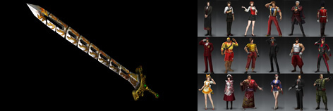 DLC武器の焔刃剣と呉のオリジナル衣装の画像